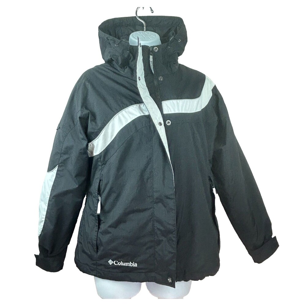 Columbia Black + White Hooded Winter Coat Parka Jacket Size S - Picture 7 of 12